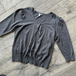 Halogen sweater gray cardigan rayon lightweight button up softgirl size large